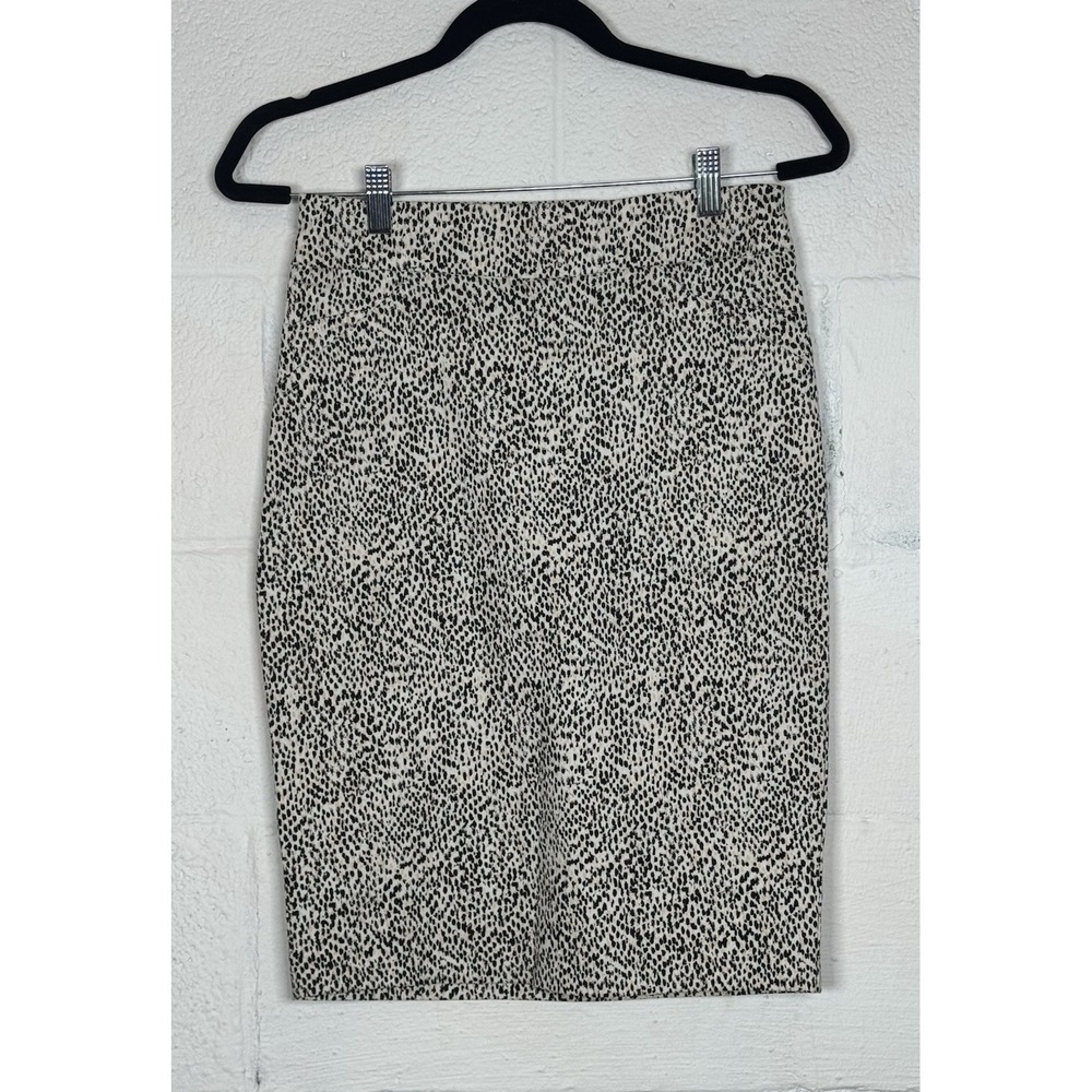 RACHEL ZOE Cream Black Animal Print Career Comfy‎ Pull On Pencil Skirt Size 2